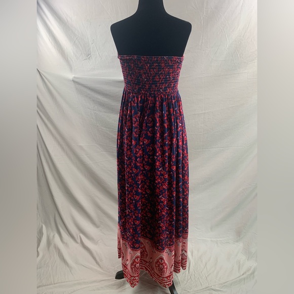 Red Boho Floral Print Tube Dress - Picture 8 of 9